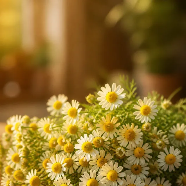 Bouquet de fleurs de camomille fraîches sur une table en bois