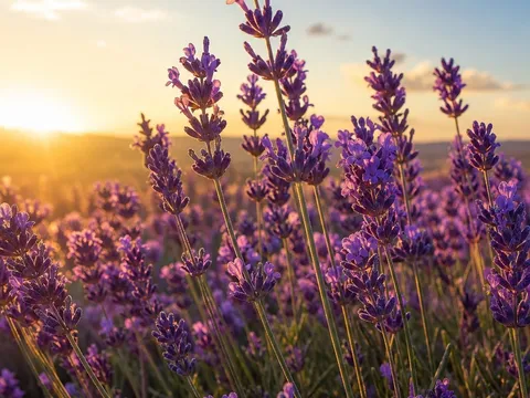 Champ de lavande en fleur sous un ciel bleu